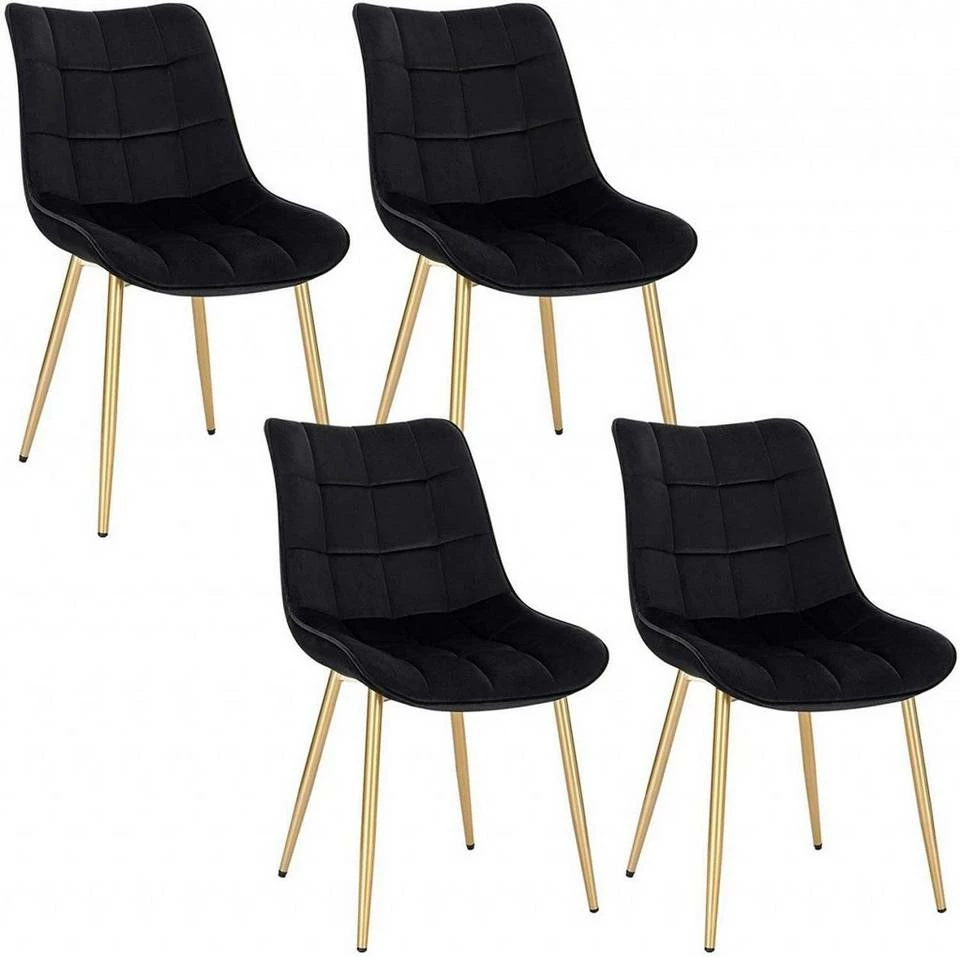 EUGAD Esszimmerstuhl, 4er-Set Küchenstühle Wohnzimmerstuhl mit Rückenlehne, Samt Sitzfläche, Gold Beine Grau Dunkelgrün, Rosa, Schwarz 12 EUGAD Esszimmerstuhl, 4er-Set Küchenstühle Wohnzimmerstuhl mit Rückenlehne, Samt Sitzfläche, Gold Beine Grau Dunkelgrün, Rosa, Schwarz – Bild 10