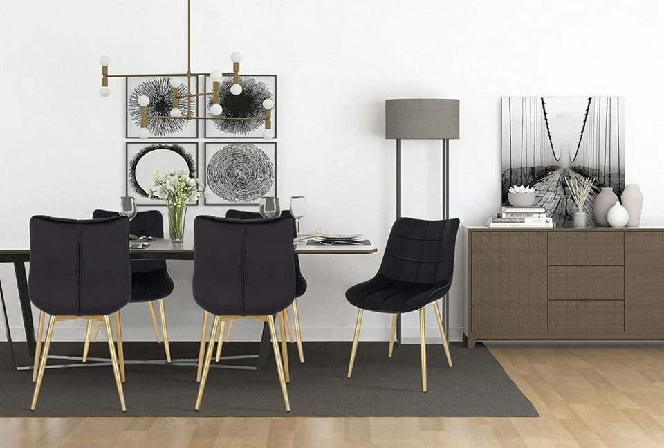 EUGAD Esszimmerstuhl, 4er-Set Küchenstühle Wohnzimmerstuhl mit Rückenlehne, Samt Sitzfläche, Gold Beine Grau Dunkelgrün, Rosa, Schwarz 13 EUGAD Esszimmerstuhl, 4er-Set Küchenstühle Wohnzimmerstuhl mit Rückenlehne, Samt Sitzfläche, Gold Beine Grau Dunkelgrün, Rosa, Schwarz – Bild 11