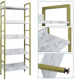 EUGAD Bücherregal, 1-tlg., Standregal, Küchenregal, 5 offenen Regalebenen, MDF, Metall, Schwarz Marmor Golden-Weißer Marmor, Vintage 38 EUGAD Bücherregal, 1-tlg., Standregal, Küchenregal, 5 offenen Regalebenen, MDF, Metall, Schwarz Marmor Golden-Weißer Marmor, Vintage -EUGAD Verkäufe 3c49ce98 8105 5cba a663 39d4c5e8c7bf