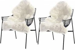 Teppich, EUGAD, 2er-Set Faux Lammfell Kunstfell Bettvorleger 60x90cm Weiß