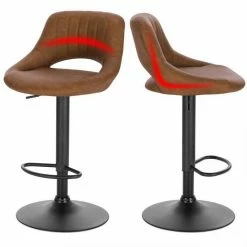 EUGAD Barhocker (2 St), 2er-Set 360° drehbar stufenlos höhenverstellbar mit Rückenlehne aus Kunstleder und Stahl Dunkelbraun Anthrazit, Grau -EUGAD Verkäufe 3f2b3491 c971 5be9 acf5 04beb3febb4b