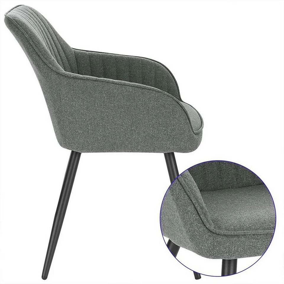 EUGAD Esszimmerstuhl (1 Stück), Küchenstuhl Wohnzimmerstuhl Sitzfläche aus Leinen Polsterstuhl mit Armlehne Metallbeine für Esszimmer Wohnzimmer Küche,Dunkelgrau Hellgrau 7 EUGAD Esszimmerstuhl (1 Stück), Küchenstuhl Wohnzimmerstuhl Sitzfläche aus Leinen Polsterstuhl mit Armlehne Metallbeine für Esszimmer Wohnzimmer Küche,Dunkelgrau Hellgrau – Bild 5