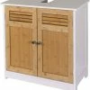 EUGAD Waschbeckenunterschrank Unterschrank Badezimmerschrank Waschtisch Badschrank mit 2 Türen 60x30x60cm aus MDF Weiß+Natur Weiß+Grau, Weiß+Natur