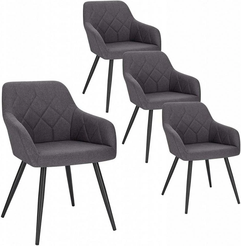 EUGAD Esszimmerstuhl (4 Stück), Wohnzimmerstuhl aus Leinen Polsterstuhl mit Armlehnen und Rückenlehne schwarze Gestell aus Metall Hellgrau Dunkelgrau 11 EUGAD Esszimmerstuhl (4 Stück), Wohnzimmerstuhl aus Leinen Polsterstuhl mit Armlehnen und Rückenlehne schwarze Gestell aus Metall Hellgrau Dunkelgrau – Bild 9