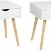 EUGAD Nachttisch, 2er-Set Beistelltisch mit Schublade Nachtkommode, Holzbeine MDF, Weiß -EUGAD Verkäufe 43fe162b bef9 5a9b 87f8 915e2af57f66