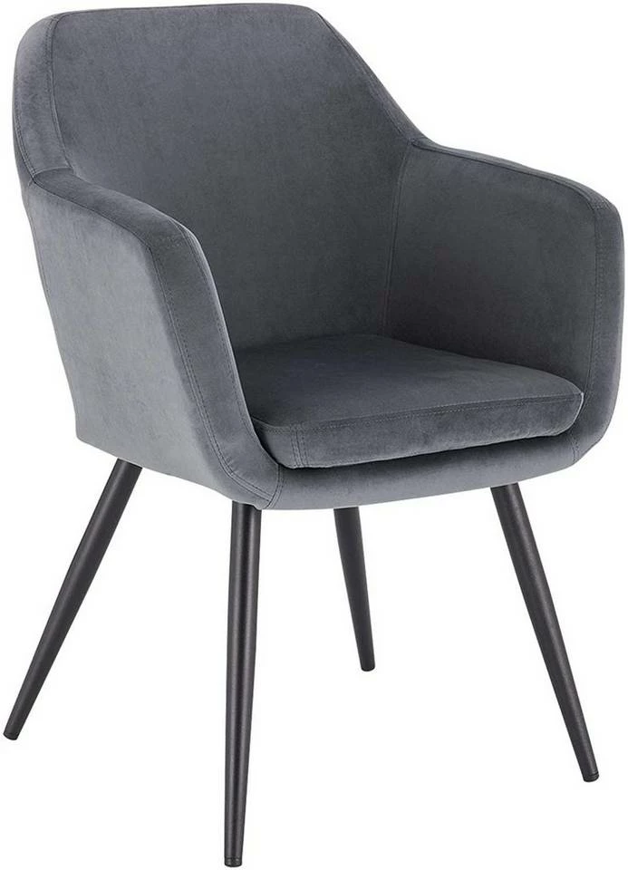 EUGAD Polsterstuhl (1 Stück), Küchenstuhl Samt Stuhl Sessel mit Armlehne, Metallbeine, für Esszimmer Wohnzimmer, Schwarz Dunkelgrau 12 EUGAD Polsterstuhl (1 Stück), Küchenstuhl Samt Stuhl Sessel mit Armlehne, Metallbeine, für Esszimmer Wohnzimmer, Schwarz Dunkelgrau – Bild 10