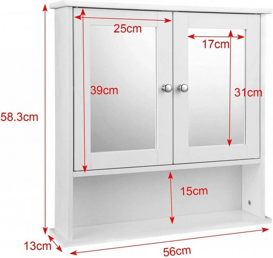 EUGAD Spiegelschrank Hängeschrank mit Ablage mit Ablage Schminkschrank aus Holz 56 x 58 x 13 cm weiß 6 EUGAD Spiegelschrank Hängeschrank mit Ablage mit Ablage Schminkschrank aus Holz 56 x 58 x 13 cm weiß – Bild 4
