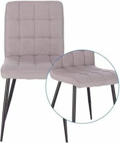 EUGAD Esszimmerstuhl (4 Stück), Küchenstuhl Polsterstuhl, mit Rückenlehne, Metallbeine, Sitzfläche aus Leinen, Hellgrau -EUGAD Verkäufe 45095c3c 2315 4b1b b7d2 1c2aaead93a0