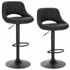 EUGAD Barhocker (2 St), 2er-Set 360° drehbar stufenlos höhenverstellbar mit Rückenlehne aus Kunstleder und Stahl Dunkelbraun Anthrazit, Grau -EUGAD Verkäufe 457b9830 11aa 5ff0 865a f1eb9ce6ee16