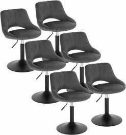 EUGAD Barhocker (6 St), Barstuhl Barsessel Sessel Loungesessel höhenverstellbar Clubsessel Cocktailsessel Drehsessel Samt Sitzhöhe 40–55 cm Rosa Dunkelgrau, Schwarz -EUGAD Verkäufe 46690a4a 7acc 4b14 b86c 1ddc85c829e2