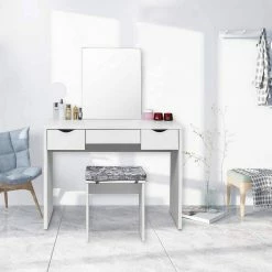 EUGAD Schminktisch, mit Hocker einem große Spiegel und 3 großen Schubladen Weiß-Eiche Eiche-Weiß, Weiß, Weiß-Eiche 30 EUGAD Schminktisch, mit Hocker einem große Spiegel und 3 großen Schubladen Weiß-Eiche Eiche-Weiß, Weiß, Weiß-Eiche -EUGAD Verkäufe 46821c3d cf53 5755 a3fe 732b1553e809