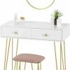 EUGAD Schminktisch (1-St), Frisiertisch Kosmetiktisch mit rundem Spiegel und 2 Schubladen für Schlafzimmer aus MDF und Massivholz, Goldenfußgestell, Weiß+Golden 2 EUGAD Schminktisch (1-St), Frisiertisch Kosmetiktisch mit rundem Spiegel und 2 Schubladen für Schlafzimmer aus MDF und Massivholz, Goldenfußgestell, Weiß+Golden -EUGAD Verkäufe 46e6db5c 0b98 58a9 bb7f 2975d954f9e1