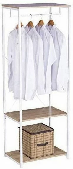 EUGAD Kleiderständer, Garderobenständer mit 2 Ablagen Holz Metall Schwarz-Hell Eiche Schwarz-Vintage, Weiß-Eiche -EUGAD Verkäufe 4708c5d4 907e 590b 8e56 c96b13cbda53