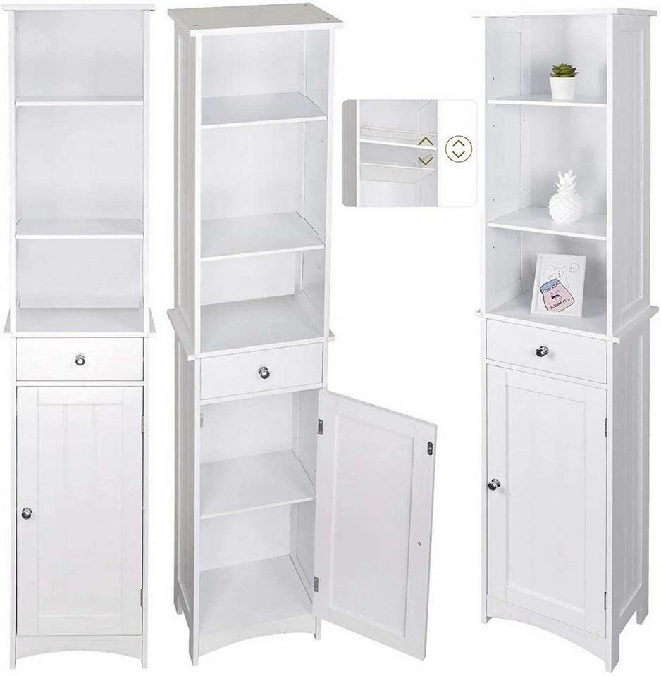 EUGAD Hochschrank Badschrank Eckschrank, Breite/Höhe: 23/165 cm, Holz, mit 1 Schubkasten 7 EUGAD Hochschrank Badschrank Eckschrank, Breite/Höhe: 23/165 cm, Holz, mit 1 Schubkasten – Bild 5