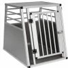 EUGAD Tierreisebox, Hundetransportbox Alu Hundebox Autobox Reisebox für mittlere Hund Border Collie Englische Bulldogge Shetland Sheepdog Standard Schnauzer Englischer Springer Spaniel 75x55x66 cm