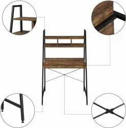 EUGAD Schreibtisch, Bürotisch Computertisch Arbeitstisch PC Tisch mit Ablage Holz Stal Holz Vintage+schwarz Hell Eiche+schwarz -EUGAD Verkäufe 4831cc15 55d5 53f0 8849 77d2a6497548