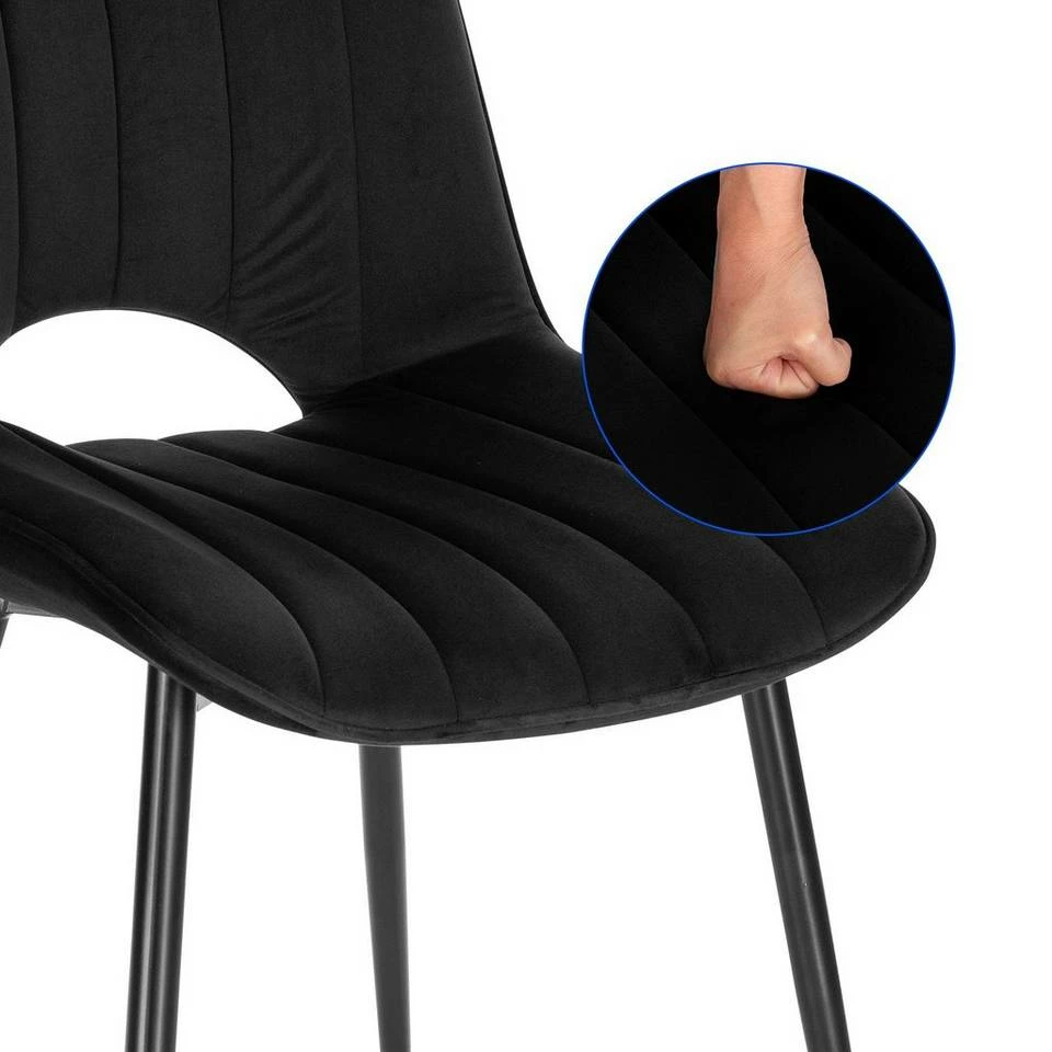 EUGAD Esszimmerstuhl (2 Stück), Küchenstuhl, Polsterstuhl, Wohnzimmerstuhl ohne Armlehne, Metallbeine, Samt, Dunkelgrau Hellgrau, Schwarz 26 EUGAD Esszimmerstuhl (2 Stück), Küchenstuhl, Polsterstuhl, Wohnzimmerstuhl ohne Armlehne, Metallbeine, Samt, Dunkelgrau Hellgrau, Schwarz – Bild 24