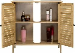 EUGAD Waschbeckenunterschrank (1-St) Unterschrank Badezimmerschrank Waschtisch Badschrank mit 2 Türen 60x30x60cm Bambus -EUGAD Verkäufe 48c38378 e779 54d9 997b 616b947275fb
