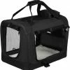 EUGAD Tiertransporttasche, Hundebox faltbar Hundetransportbox Auto Transportbox Reisebox Katzenbox Schwarz