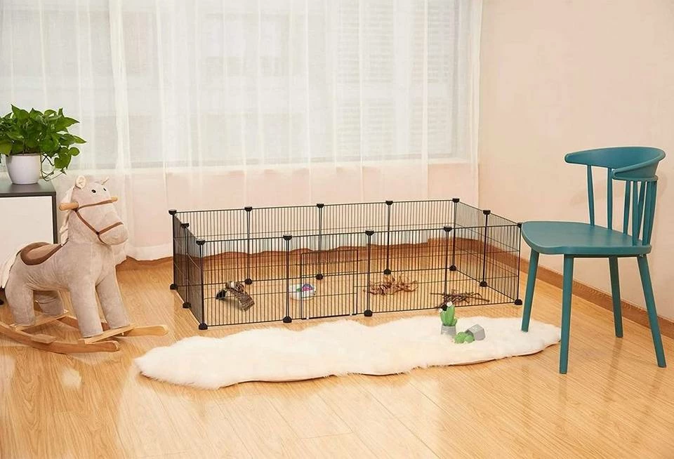 EUGAD Freigehege, Freigehege für Kaninchen Hasen Meerschweinchen Welpenauslauf Kleintiergehege Laufgitter mit Tür DIY 12 Platten Schwarz 142 x 72 x 36 cm 4 EUGAD Freigehege, Freigehege für Kaninchen Hasen Meerschweinchen Welpenauslauf Kleintiergehege Laufgitter mit Tür DIY 12 Platten Schwarz 142 x 72 x 36 cm – Bild 2