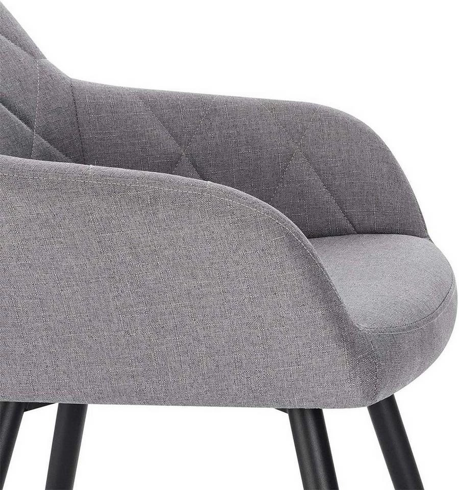 EUGAD Esszimmerstuhl (1 Stück), Wohnzimmerstuhl aus Leinen Polsterstuhl mit Armlehnen und Rückenlehne schwarze Gestell aus Metall Hellgrau Dunkelgrau 10 EUGAD Esszimmerstuhl (1 Stück), Wohnzimmerstuhl aus Leinen Polsterstuhl mit Armlehnen und Rückenlehne schwarze Gestell aus Metall Hellgrau Dunkelgrau – Bild 8