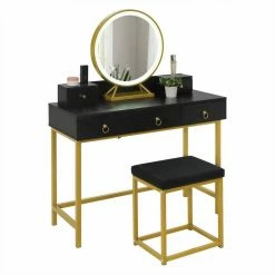 EUGAD Schminktisch (1-St), Schminktisch mit LED-Beleuchtung in 3 Farben, Kosmetiktisch mit Spiegel und Hocker, 5 Schubladen, 100x40x140cm, Modern Kosmetiktisch Weiß Schwarz, Weiß 37 EUGAD Schminktisch (1-St), Schminktisch mit LED-Beleuchtung in 3 Farben, Kosmetiktisch mit Spiegel und Hocker, 5 Schubladen, 100x40x140cm, Modern Kosmetiktisch Weiß Schwarz, Weiß -EUGAD Verkäufe 4afbf984 2fec 4274 b281 4e82952e7268