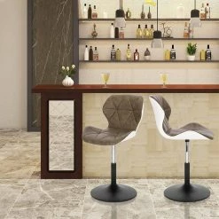 EUGAD Barhocker (2 St), niedriger Barhocker 360° Drehstuhl mit Rückenlehne 120kg belastbar Stuhl höhenverstellbar Kunstleder Sitzhöhe 40-54cm Dunkelbraun Weiß Anthrazit+Weiß, Dunkelbraun+Weiß