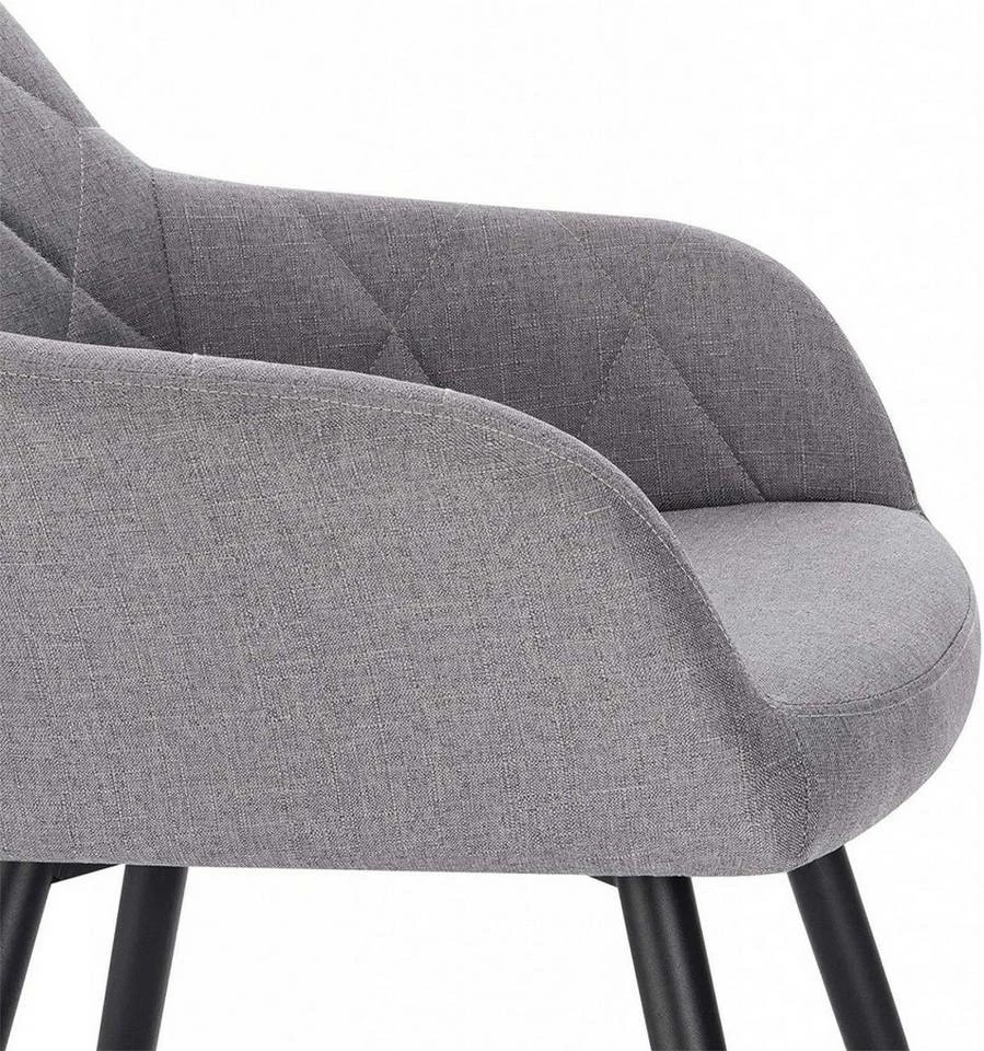 EUGAD Esszimmerstuhl (4 Stück), Wohnzimmerstuhl aus Leinen Polsterstuhl mit Armlehnen und Rückenlehne schwarze Gestell aus Metall Hellgrau Dunkelgrau 10 EUGAD Esszimmerstuhl (4 Stück), Wohnzimmerstuhl aus Leinen Polsterstuhl mit Armlehnen und Rückenlehne schwarze Gestell aus Metall Hellgrau Dunkelgrau – Bild 8