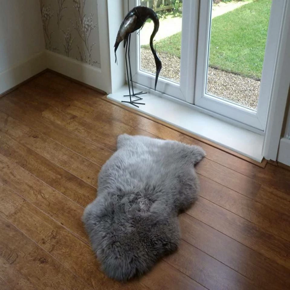 Teppich, EUGAD, 2er-Set Öko Lammfell echtes Longhair Fell XL (100-104)x65cm Grau 4 Teppich, EUGAD, 2er-Set Öko Lammfell echtes Longhair Fell XL (100-104)x65cm Grau – Bild 2