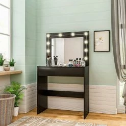 EUGAD Schminktisch, Frisiertisch 10 LED-Lampen mit Schubladen 80x40cm Schwarz Weiß -EUGAD Verkäufe 4c0dce98 1181 5015 a390 d6602401980e