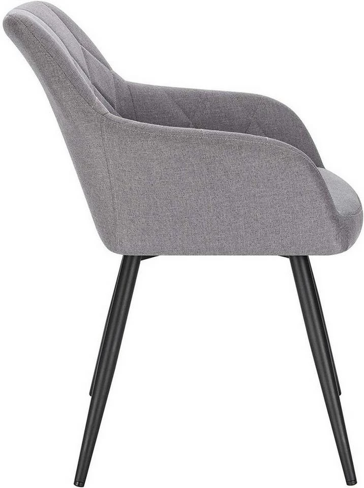 EUGAD Esszimmerstuhl (1 Stück), Wohnzimmerstuhl aus Leinen Polsterstuhl mit Armlehnen und Rückenlehne schwarze Gestell aus Metall Hellgrau Dunkelgrau 7 EUGAD Esszimmerstuhl (1 Stück), Wohnzimmerstuhl aus Leinen Polsterstuhl mit Armlehnen und Rückenlehne schwarze Gestell aus Metall Hellgrau Dunkelgrau – Bild 5
