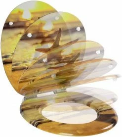 EUGAD WC-Sitz (1-St), Toilettensitz, WC Sitz mit Absenkautomatik, MDF, Holz, Softclose Scharnier Grüne Blätter, Holzfarbe, Lilie, Seestern, Seestern Am Strand, Seestern Sonnenuntergang, Stone, ‎Lila Blume und Stones -EUGAD Verkäufe 4ea7473a b374 4357 8dec a71b59992486