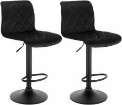 EUGAD Barhocker, 2er-Set Barstühle, Bezug in Samt Schwarz