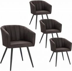 EUGAD Esszimmerstuhl, 4er-Set Esszimmerstuhl Polsterstuhl aus Stoffbezug Dunkelbraun Grau