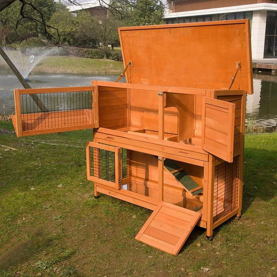 EUGAD Tierhaus, Hasenstall Kaninchenstall Hasenkäfig Kleintierstall Meerschweinchen Massivholz Hellrot 120 x 50 x 100,5 cm Grau-Weiß, Hellbraun 9 EUGAD Tierhaus, Hasenstall Kaninchenstall Hasenkäfig Kleintierstall Meerschweinchen Massivholz Hellrot 120 x 50 x 100,5 cm Grau-Weiß, Hellbraun – Bild 7