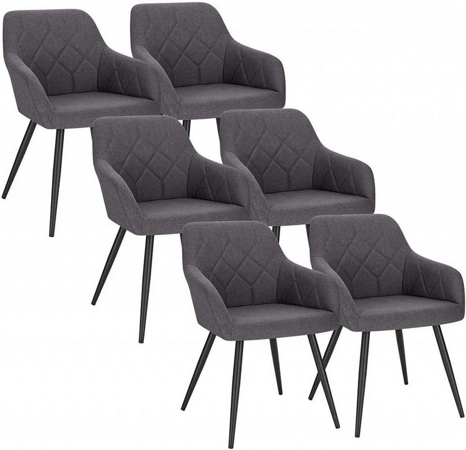 EUGAD Esszimmerstuhl (6 Stück), Wohnzimmerstuhl aus Leinen Polsterstuhl mit Armlehnen und Rückenlehne schwarze Gestell aus Metall Hellgrau Dunkelgrau 11 EUGAD Esszimmerstuhl (6 Stück), Wohnzimmerstuhl aus Leinen Polsterstuhl mit Armlehnen und Rückenlehne schwarze Gestell aus Metall Hellgrau Dunkelgrau – Bild 9