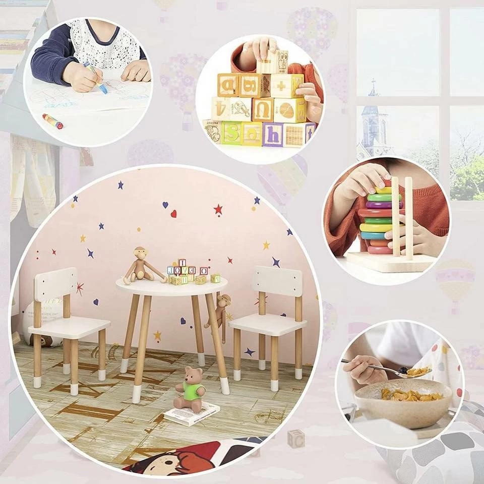 EUGAD Sitzgruppe, Kindertisch mit Stühle, 3tlg. Kindersitzgruppe Kindermöbel, 1 Kindertisch und 2 Kinderstühlen Tischset rund in Katzenform aus MDF und Kiefernholz im Kinderzimmer, Weiß 6 EUGAD Sitzgruppe, Kindertisch mit Stühle, 3tlg. Kindersitzgruppe Kindermöbel, 1 Kindertisch und 2 Kinderstühlen Tischset rund in Katzenform aus MDF und Kiefernholz im Kinderzimmer, Weiß – Bild 5