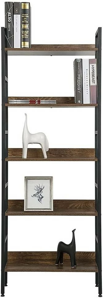 EUGAD Bücherregal, 1-tlg., Standregal, Küchenregal, 5 offenen Regalebenen, MDF, Metall, Schwarz Marmor Golden-Weißer Marmor, Vintage 15 EUGAD Bücherregal, 1-tlg., Standregal, Küchenregal, 5 offenen Regalebenen, MDF, Metall, Schwarz Marmor Golden-Weißer Marmor, Vintage – Bild 13