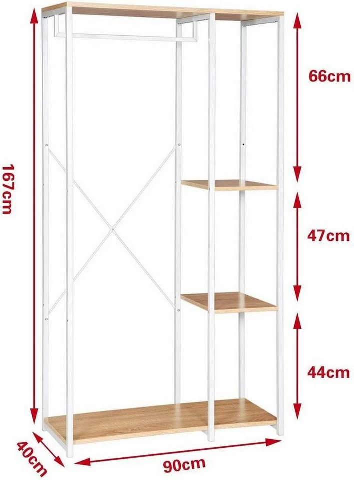 EUGAD Kleiderständer, Garderobenständer Hängeregal mit Schuhregal Holz Metall Schwarz-Hell Eiche Schwarz-Vintage, Weiß-Eiche 9 EUGAD Kleiderständer, Garderobenständer Hängeregal mit Schuhregal Holz Metall Schwarz-Hell Eiche Schwarz-Vintage, Weiß-Eiche – Bild 7