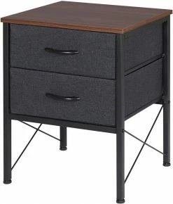 EUGAD Nachttisch (1-St), mit 2 Schubladen Couchtisch Beistelltisch für Wohnzimmer Nachtkommode Nachtschrank für Schlafzimmer industrieller Stil