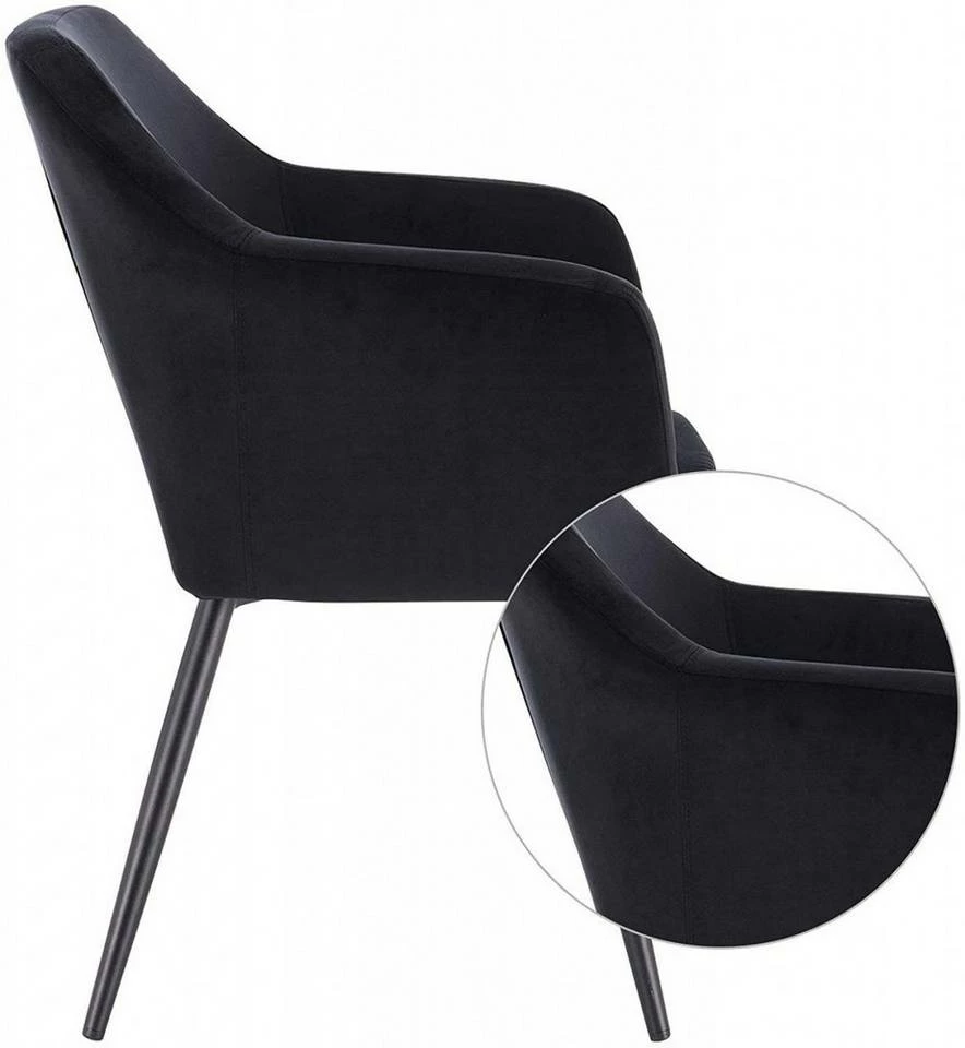 EUGAD Polsterstuhl (1 Stück), Küchenstuhl Samt Stuhl Sessel mit Armlehne, Metallbeine, für Esszimmer Wohnzimmer, Schwarz Dunkelgrau 9 EUGAD Polsterstuhl (1 Stück), Küchenstuhl Samt Stuhl Sessel mit Armlehne, Metallbeine, für Esszimmer Wohnzimmer, Schwarz Dunkelgrau – Bild 7