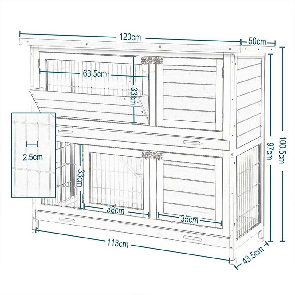 EUGAD Tierhaus, Hasenstall Kaninchenstall Hasenkäfig Kleintierstall Meerschweinchen Massivholz Hellrot 120 x 50 x 100,5 cm Grau-Weiß, Hellbraun 14 EUGAD Tierhaus, Hasenstall Kaninchenstall Hasenkäfig Kleintierstall Meerschweinchen Massivholz Hellrot 120 x 50 x 100,5 cm Grau-Weiß, Hellbraun – Bild 12