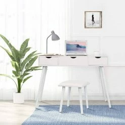 EUGAD Schminktisch, mit Aufklappbarem Spiegel, Schreibtisch mit 2 Schubladen, 100x40x75cm(L*B*H), Kosmetiktisch Computertisch mit große Tischplatte Eiche Weiß -EUGAD Verkäufe 55f3cfce 7f26 58c1 a742 4901aadd9a6f