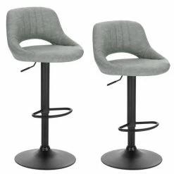 EUGAD Barhocker (2 St), 2er-Set 360° drehbar stufenlos höhenverstellbar mit Rückenlehne aus Kunstleder und Stahl Dunkelbraun Anthrazit, Grau -EUGAD Verkäufe 56158838 5407 5cb9 821b 6dd03213f01a