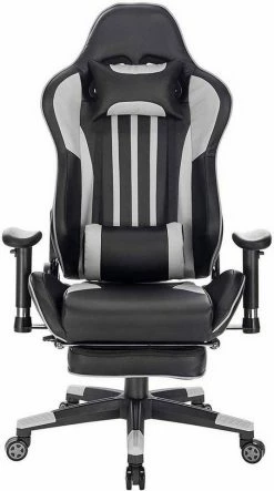 EUGAD Gaming-Stuhl (1 Stück), Racing Stuhl mit Fußstütze Racing Stuhl Drehstuhl Bürostuhl Schreibtischstuhl PC Stuhl mit Wippfunktion Höhenverstellbar Kunstleder Rot Grau, Weiß -EUGAD Verkäufe 56f6b6e1 a662 585f 9fb5 bf65b6079bf2