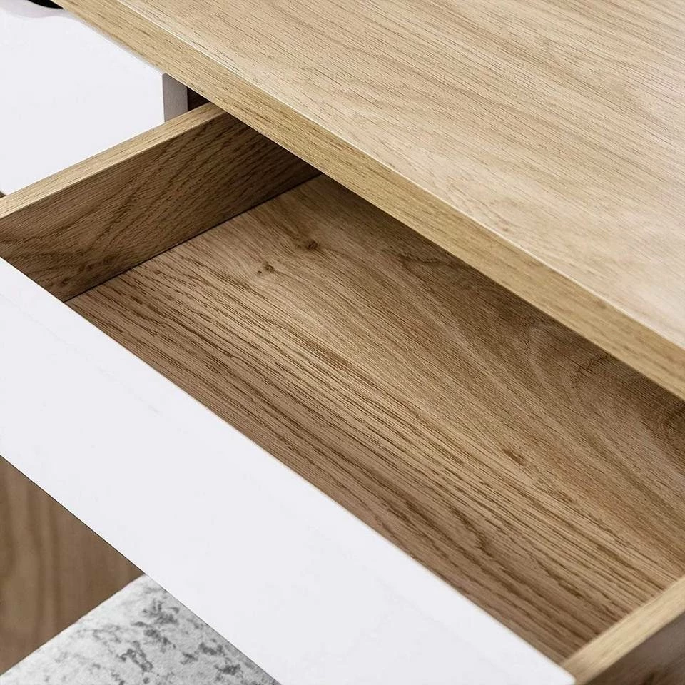 EUGAD Schminktisch, mit Hocker einem große Spiegel und 3 großen Schubladen Weiß-Eiche Eiche-Weiß, Weiß, Weiß-Eiche 20 EUGAD Schminktisch, mit Hocker einem große Spiegel und 3 großen Schubladen Weiß-Eiche Eiche-Weiß, Weiß, Weiß-Eiche – Bild 18