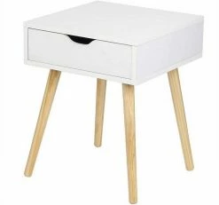 EUGAD Nachttisch, Beistelltisch mit Schublade Nachtkommode, Holzbeine MDF, Grau Weiß -EUGAD Verkäufe 5854c9ab 14f6 5dc8 bdca 36aac0581296