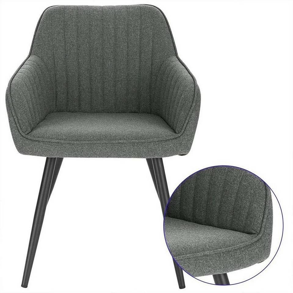 EUGAD Esszimmerstuhl (1 Stück), Küchenstuhl Wohnzimmerstuhl Sitzfläche aus Leinen Polsterstuhl mit Armlehne Metallbeine für Esszimmer Wohnzimmer Küche,Dunkelgrau Hellgrau 9 EUGAD Esszimmerstuhl (1 Stück), Küchenstuhl Wohnzimmerstuhl Sitzfläche aus Leinen Polsterstuhl mit Armlehne Metallbeine für Esszimmer Wohnzimmer Küche,Dunkelgrau Hellgrau – Bild 7