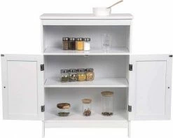 EUGAD Badkommode, Badschrank Beistellschrank, mit Doppeltür, 3 Fächern, MDF, Weiß 16 EUGAD Badkommode, Badschrank Beistellschrank, mit Doppeltür, 3 Fächern, MDF, Weiß -EUGAD Verkäufe 5956f18d ec4f 54e8 93f1 ff253d843428