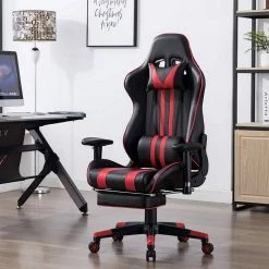 EUGAD Gaming-Stuhl (1 Stück), mit Fußstütze Racing Stuhl Drehstuhl Bürostuhl Schreibtischstuhl PC Stuhl mit Wippfunktion Höhenverstellbar Kunstleder Weiß Grau, Rot, Weiß -EUGAD Verkäufe 59723072 bd2e 4d8a aa48 1427eb71ce5e